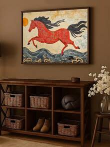 1 buc Cal de Foc Artă Populară Antică, Pictură Modernă cu Zodiac Chinezesc, Decor Ecvestru, Cadoul Ideal pentru Prieteni, Imprimeu de Artă pentru Dormitor, Decor pentru Living, Decor pentru Birou, Decor pentru Bucătărie, Decor pentru Baie, Artă Murală, Decor de Perete, Decor pentru Casă, Decor pentru Cameră, Artă Murală pe Pânză, Postere, Artă Murală cu Ramă, Ramă Opțională - A - Vizualizare 5