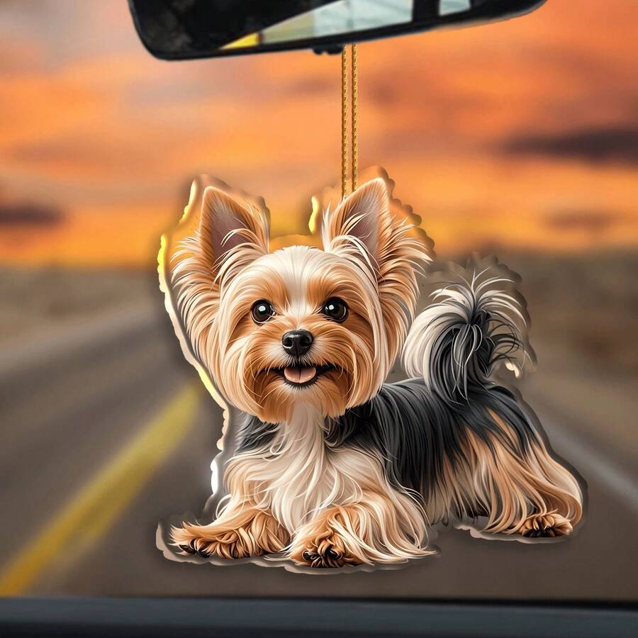 1 Piece 2D Cute Cartoon Dog Pendant, Car Accessory Keychain Ornament, Premium Home Decoration - 1pc - View 1