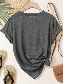 Women's Fraggle Rock Cartoon Character Print Short Sleeve Vintage Crewneck Soft Stretch T-Shirt Valentine's Day Summer - 深灰色 - 查看 2
