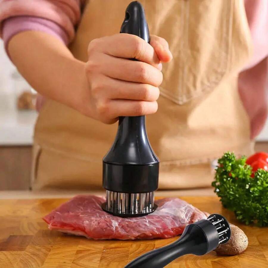 Stainless Steel Meat Tenderizer Needle, Manual Meat Tenderizer Tool, Kitchen Meat Tenderizers Hammer, Kitchen Gadgets, Kitchen Accessories, Utensils - màu đen - Xem 1