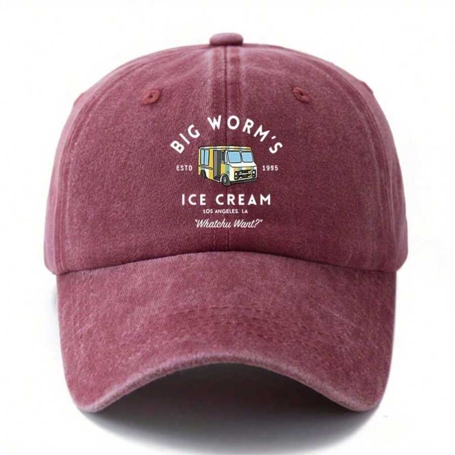 1PCS Polyester Baseball Cap For Men And Women - Casual Style Snapback Hat With Adjustable Strap, Classic Printed Outdoor Sunscreen Hip-Hop Trucker Cap - Burgundy - View 1