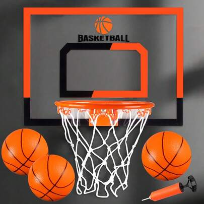 Tablero de Basquetbol para Niños, Mini Canasta de Baloncesto de Pared Interior, Aro Reforzado y 3 Mini Balón, Canasta Básquetbol para Puerta y Pared, Regalo Juguetes Deportivos