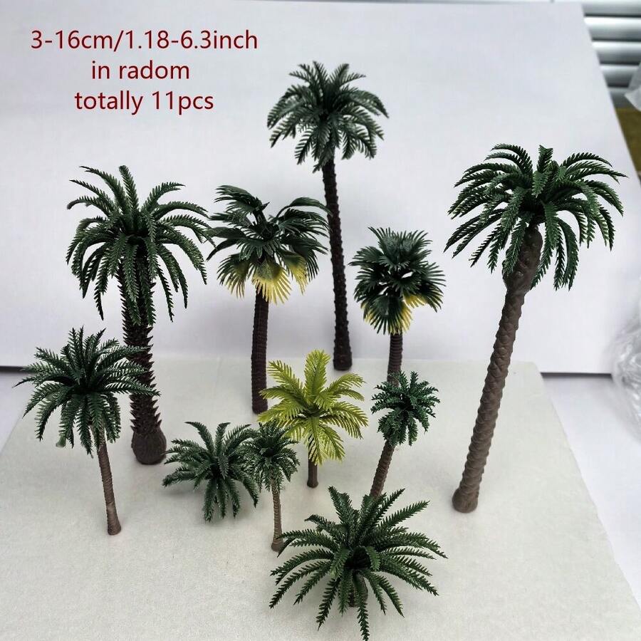 11棵混合装3-16厘米迷你椰子树人造植物，适用于沙盒模型微缩景观 - As photos - 查看 1