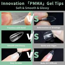 216pcs Medium Stiletto False Nail Tips, Full Cover Matte Clear Press On Nails For DIY Home Manicure, 12 Sizes - 中號細高跟鞋 - 查看 4