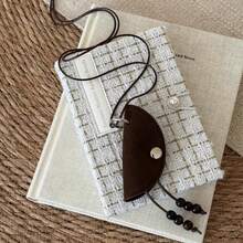 Women's Handmade Braided PU Leather Eyewear Lanyard Necklace With Snap Button, Adjustable For Daily Wear & Office Use, Lightweight & Versatile - Coffee Brown - View 2