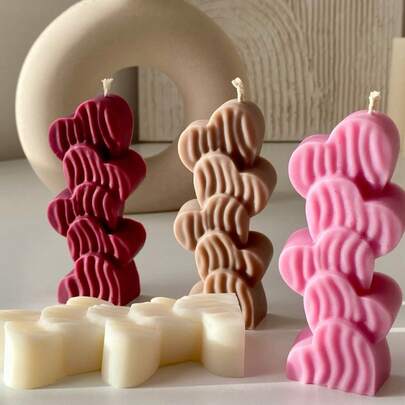 1pc Stackable Layered Heart Flower & Clover Molds - Multi-Layer Irregular Shape Silicone Candle/Soap/Resin Clay Molds Suitable For Wedding Birthday DIY Crafts, Wedding Favors, Soap Making, Resin - Gift For Handmade Lovers