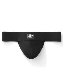 1pc JOCKMAIL Fashionable Sexy Men's Thong Underwear With Wide Waistband - Black - View 2