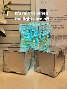 DIY Tulip Mirror Nightlight, Bedroom Bedside Atmosphere Lamp, Artificial Flower Nightlight, Valentine's Day Gift, Handmade Birthday Gift For Friends And Colleagues - One Size Fits All - View 8
