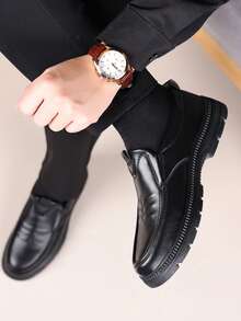 Zapatos formales de vestir para hombres, zapatos de cuero formales de alta calidad para caballero, zapatos de fiesta estilo británico, zapatos de cuero casuales cómodos para Navidad, fiesta de cumpleaños - Negro - Ver 6