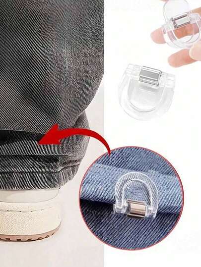 8pcs Invisible Leg Shortening Clips, Prevent Pants Leg Dragging, Hidden Seamless Leg Clips, Fit For Jeans And Pants, Adjustable Non-Slip Transparent Clips, Waterproof & Portable - Plastic Clips, Strong Grip (1/2/4/6/8pcs Available)