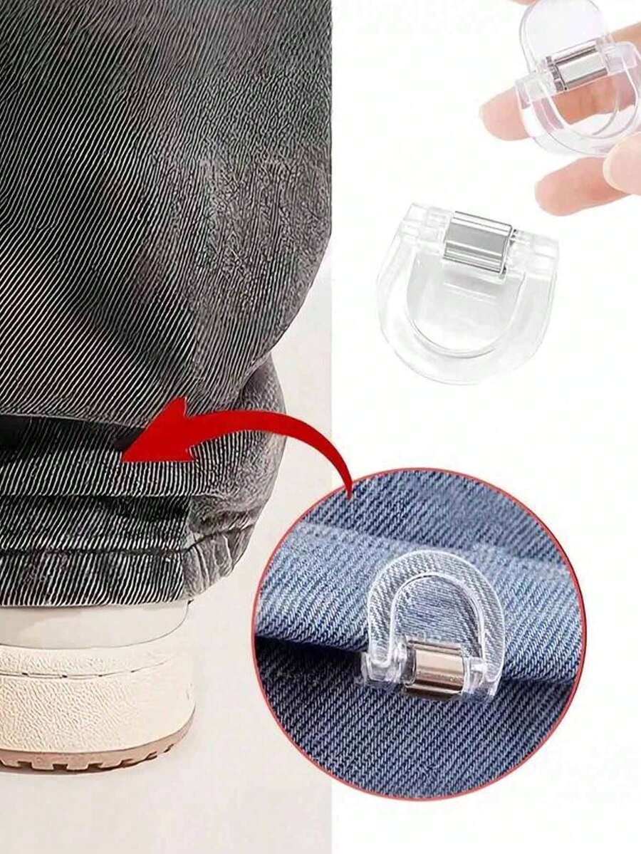 8个隐形裤腿缩短夹，防止裤腿拖地，隐藏式无缝裤腿夹，适用于牛仔裤和休闲裤，可调节防滑透明夹，防水便携 - 塑料夹，强力夹持（可选1/2/4/6/8个装）