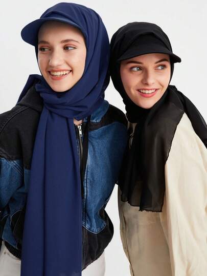 1pc Women's Instant Headscarf, Premium Knit Jersey Hijab, Solid Color Classic Versatile Arabic Fashion Casual Baseball Hijab Hat Turban Cap, Suitable For Daily Sun Protection, Cooling And UV Blocking