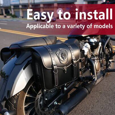 4 piezas Bolsas universales para asiento trasero de motocicleta, bolsa de cola para viajes al aire libre de material de PU, bolsa de herramientas con portabotella de agua, bolsa de silla de montar retro, adecuada para múltiples modelos de motocicleta