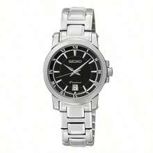 Seiko Watches For Ladies Premier Black Dial Quartz Watch Sapphire Crystal Stainless Steel Date Display Classic Wristwatch. SXDF43J1 - Black - View 3