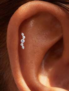 1 chiếc khuyên tai bạc 925 đính đá Moissanite hình học cổ điển, kiểu dáng phẳng, thích hợp cho nữ, đeo hàng ngày, hẹn hò, đi nghỉ mát, dự đám cưới, dự tiệc, làm quà tặng ngày lễ. - Bạc - Xem 6