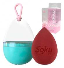 TendenciaSoku Esponja Maquillaje Humedo Seco Foam Estuche Viaje Color BeigeCalidad premium - Menta - Ver 2