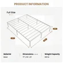 SHA CERLIN Twin/Full/Queen/King Size Bed Frame, White, 18 In Metal Platform Bed With Heavy Duty Steel Slat Support, Under-Bed Storage Space, No Box Spring Needed, Easy Assembly, Stable Structure, 800 LB Weight Capacity - 18 Inch-white - View 9