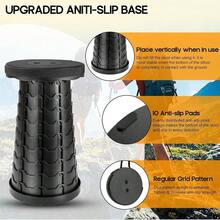 Upgraded Portable Folding Stool With Seat Cushion And Nylon Bag Adjustable Stool With 350lbs Load Capacity Collapsible Camping Stool For Adults Outdoor Travel, Fishing. (1, Black) - Black - 查看 3