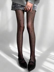 1pc Transparent Heart Print Pantyhose, Ultra-Thin Breathable Women's Leggings, Lightweight Seamless Skinny Tights, Sexy Slimming, Suitable For Spring, Summer, Autumn Occasions And Daily Wear - Multicolor - View 6