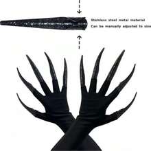 10 Halloween Witch Claws, Long Black Demon Nails, Scary Cosplay Props Suitable For Vampire And Zombie Themed Parties - Multicolor - View 5