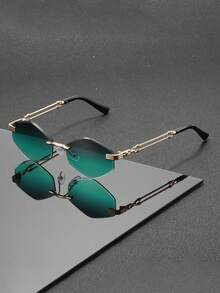 1 Pair Rhombus Frameless Glasses - New Fashion Glasses - Retro Glasses - Chic Glasses, Unisex - Multicolor - View 3