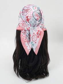 1条新款花卉几何图案印花女士休闲围巾/头巾/腰带，70厘米 - 彩色 - 查看 5