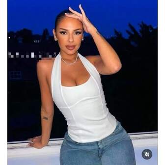 Regata Feminina Halter Neck Suplex alta elasticidade ajuste perfeito casual verão - Gaby