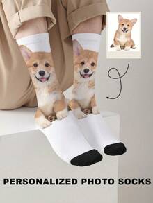 1 Pair Custom Face Socks, Custom Photo Sock, Custom Printed Socks, Personalized Funny Face Socks Doggy,Kitties,Cat Adorable,Contracted,Funny,Cozy Custom,Personalized,Unique,Customized Personalized Gifts For Men/Women Ideal Gifts For Him Boyfriend,Friends Bedroom,For Weddings,For Holiday,For Anniversaries,For Birthdays, Fall - Multicolor - View 9