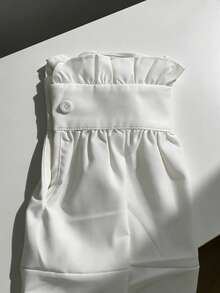 女士优雅白色衬衫，法式荷叶边领纯色长袖衬衫，日常办公、通勤和工作必备，四季皆宜的百搭领白衬衫 - 白色 - 查看 12