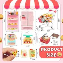 180 Pcs Dollhouse Furniture Miniature Kitchen Accessories Mini Shopping Cart Metal Trolley Basket Food Drink Toy Supermarket Store Grocery Shelves Cash Register Fridge Scale Pretend Play Game PartyChildren's Joyful Games, Essential Toys For Children - As Pic - View 3