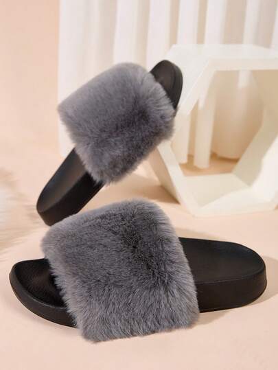 4-Season New Slippers For Women, Soft & Comfortable Indoor Casual Slippers With Lightweight EVA Sole, Fluffy Faux Fur, Suitable For Bedroom, Home, Walking, Fashionable & Versatile, Multiple Colors Available