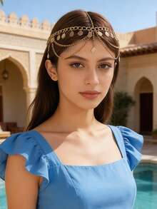 Fashion Bohemian Style Gold And Silver Alloy Chain-Shaped Crystal Pendant Hairband Is A Beautiful Piece Of Jewelry Suitable For Women To Wear At Parties, Ramadan, Festival Events And Daily Occasions. It Is Also A Suitable Accessory For Students And An Ideal Jewelry For Women., Head Accessories, Headpiece, Head Jewelry - Multicolor - View 5