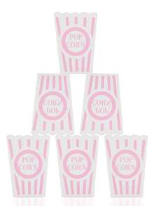 10pcs/30pcs/50pcs Classic Light Pink Striped Popcorn Boxes, Pink & White Striped Paper Popcorn Containers Suitable For Movie Night, Carnival, Birthday, Baby Shower, Gender Reveal, Wedding Party Gifts And Supplies - 粉紅色圖案 - 查看 3