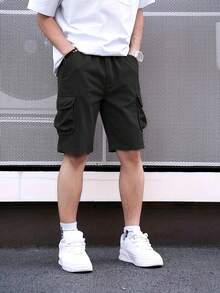 1件装 青少年男童耐穿透气休闲户外运动百搭街头风短裤，夏季 - 黑色 - 查看 1