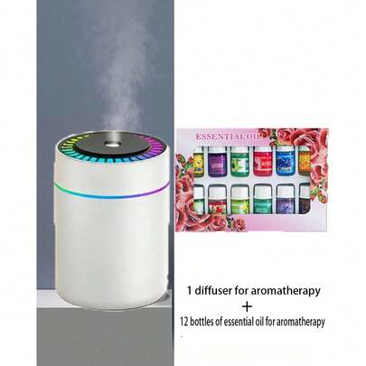 250ml Humidificador de aire mini portátil USB con difusor de aceites esenciales, luz nocturna de colores, máquina de aromaterapia, para viajes, oficina, autos, escritorio, dormitorio/1 Pieza Difusor de aceites esenciales + 1 pieza de aceite esencial de aromaterapia (los aceites esenciales se enviarán en embalaje nuevo o antiguo, de forma aleatoria).