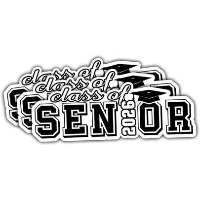 1/3/5 Pcs Class Of Senior 2026 Sticker Gifts Black Glitter Graduation Stickers For High School Girls And College Seniors Car Decal For Laptop WaterA Bottle Binder Phone Case 3"