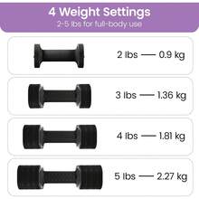 4-In-1 Adjustable Dumbbell Set, 2-5lbs, Quick-Lock Hand Weights For Home Workouts, Pilates, Strength Training For Women & Men - Black - View 3