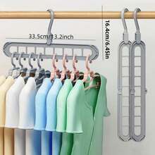 3 Packs Gray Space-Saving Folding Hangers, 9-Hole Design Durable Material, Multi-Garment Hanging, Foldable Slim For Bedroom Closet Dorm, Storage & Drying Tool - 3 cái - Xem 3