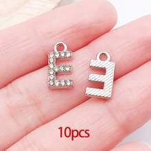 10/26pcs Rhinestones A-Z Alphabet Letter Charms Glitter Crystal Letter Beads For DIY Bracelet Necklace Earrings Choker Craft - Silver - View 23