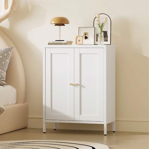 31.5" Multi-Color Metal Accent Cabinet, Freestanding Storage For Living Room, Bathroom & Office