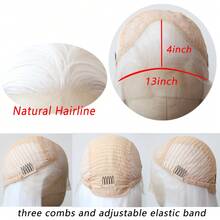 ZigZag Hair 40英寸合成蕾丝前假发，自然发际线，180%密度耐热纤维假发，白色、棕色、天蓝色可选 - 彩色 - 查看 7