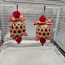 New Year Red Lantern Bird Toy Parrot Chew Rattan Ball Grinding Teeth Boredom Relief Pet Bird Supplies - Multicolor - View 5