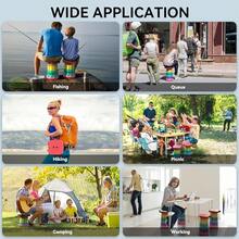 Upgraded Collapsible Stool, Portable Folding Stool, Telescoping Camping Chair With Max Load Capacity 485lbs, Square Retractable Stool For Camping Gardening Fishing HiFKing BBQ [Rainbow+Red] - 方形凳子-紅色彩虹 - 查看 4