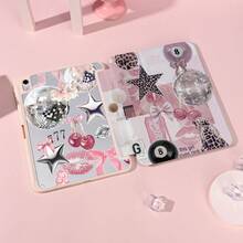 1pc Pink Disco Ball Collage Tablet Case Case, Foldable Stand Protective Cover With Pen Slot For Girls,Multi-Angle Stand Protective Cover, Auto Sleep/Wake,Kawaii Tablet Case Compatible With IPad Pro/Air/Compatible With Samsung Galaxy A9/S9/S7/S10+ - Multicolor - View 4