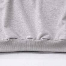 Men's Crew Neck Fleece Sweatshirt, Thick Winter Coat, Cotton - Heather Gray - Xem 3