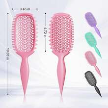 Curl Defining Brush For Thick Coily Hair, Firm-Bristle TPEE Detangling Brush For Coarse 4A\U20134C Curls, Dual-Sided Wide &Amp; Narrow Tooth Brush For Wet &Amp; Dry Curl Shaping\U2013 Women &Amp; Men (2054-Pastel Pink) - ColorC - View 6
