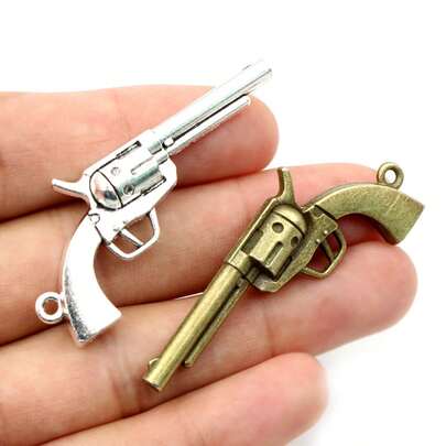 4 piezas de 50x22mm Encantos de revólver de metal de aleación Colgante Accesorios para hacer joyas DIY Hallazgos para collares y llaveros