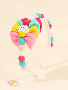 1 Stück Haarband mit Schleife in Bonbonfarben für Mädchen, Kuchen Pompon Haarband, süße Prinzessin Haarschmuck für Mädchen Geschenke, Party, Hochzeit, Frühling, Sommer - Verschiedenfarbig - Übersicht 2