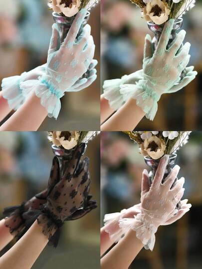 1 par de guantes de encaje, versátiles para fiestas, banquetes, ropa de novia, accesorios de disfraz