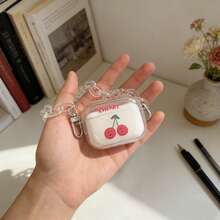 Transparent Chain Dual Ear Shell Cherry Pattern Protective Case Suitable Compatible With Apple Bluetooth Earphones, Anti-Scratch And Anti-Drop Cover Compatible With Apple Bluetooth Earphone Case - Clear - View 6